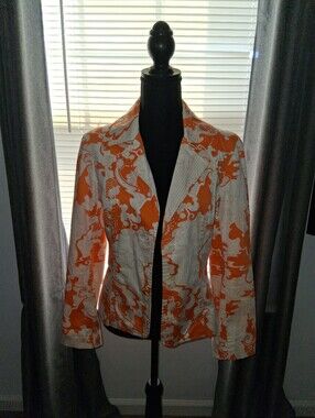 Women's Orange and Cream Patterned Blazer